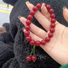 芯奢红色樱桃车厘子菩提根手串女绕指文玩朱砂色手链女菩提子佛珠手持 车厘子樱桃款 实拍图