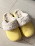 朴西冬季防水可拆卸棉拖鞋女士保暖室内厚底防滑可外穿 香蕉黄 38-39 实拍图