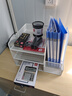 得力(deli)多功能金属网材组合式文件框 书立桌面收纳盒置物架带笔筒 三层文件盘 PB103白  实拍图