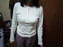 优衣库女装罗纹亨利领T恤/长袖修身短款内搭打底479591 487908 487908/01乳白色 L 实拍图