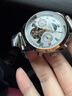 冠琴（GUANQIN）手表男机械表全自动镂空飞轮瑞士品质防水夜光皮带男士双日历手表 间金白面 实拍图