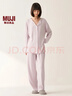 MUJI女式柔软针织前开睡衣套装女士家居服女款女装25年秋季 FD32CC5A 烟熏粉色 L -XL 上装170/92A 下装170/74A 实拍图