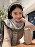 CinvaiKrose小c&k围巾女士2026新款冬水墨画斗篷外搭两用披肩生日情人节礼物 灰色Gray【节日送礼表白可代写心意贺卡】 实拍图