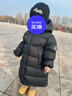 保姆鹅  【风墙】儿童羽绒服宝宝中长款护脸加厚外套保暖童装[NG2664] 炭黑 120 实拍图