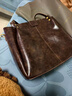CLEVER & KETCH高级感复古托特包包女包2025新款通勤百搭宽带单肩斜挎包生日礼物 咖啡色【带挂件】 实拍图