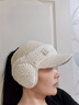 浩冠 鸭舌帽冬天骑车帽子女秋冬季护耳加绒保暖针织毛线帽时尚百搭空顶耳套潮 白色 均码 实拍图