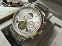 冠琴（GUANQIN）手表男机械表全自动镂空飞轮瑞士品质防水夜光皮带男士双日历手表 间金白面 实拍图