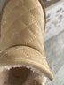 婧麒（JOYNCLEON）儿童棉靴冬季新款雪地靴一脚蹬加绒保暖冬鞋软底女童中帮短靴 奶茶色 内长14cm 实拍图
