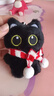 黑猫玩偶毛绒公仔挂件ins可爱猫咪包包挂饰情侣礼物送女朋友礼物 红白围巾+黑猫【升级双扣挂绳】 会吱吱叫【10厘米左右】 实拍图
