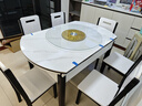 晨巢 岩板餐桌 实木餐桌椅组合现代简约可伸缩折叠吃饭桌子餐厅家具 黑白框架亮光雪山白-205木椅 1.35米一桌六椅-12MM岩板厚度 实拍图
