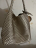 ECODAY编织托特包通勤包女包大容量单肩手提包送女朋友生日圣诞新年礼物 香槟色(大号) 实拍图
