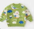 嘟嘟家【全棉&抗起球面料】男女童毛衣保暖满印卡通童装儿童套头衫冬装 绿色 90 实拍图