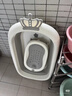 iuu婴儿洗澡盆 可折叠宝宝浴盆大号 洗澡神器躺托浴架新生儿童用品 【北欧灰】+调节感温浴架+脸盆*3 材质：FAD食品级材质检测认证 实拍图