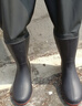渔达人加厚下水裤半身捕鱼雨裤男连体全身防水衣服皮叉裤水库耐磨 黑色【特厚】（护膝款）120丝 L（42-43鞋码） 实拍图