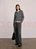 伊芙丽（eifini）蒋欣代言连帽休闲宽松系带软糯厚实毛针织衫外套冬季新款毛衣女 灰色 L 115-130斤 实拍图
