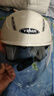 野马（YEMA）3C认证359S电动摩托车头盔男女秋冬季轻便式半盔电瓶车安全帽 四季通用 卡其白彩带花配透明长镜 实拍图