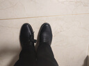 红蜻蜓男鞋平底秋冬牛皮休闲鞋男圆头商务正装皮鞋男WTA306871黑色41 实拍图