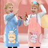 贝瑞加（Babyprints）儿童围裙宝宝罩衣小孩画画反穿衣防水防脏带袖套 蓝小熊 实拍图