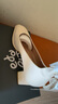 达芙妮高跟鞋女单鞋2025春季法式玛丽珍鞋蝴蝶结淑女小皮鞋粗跟女鞋婚鞋 珍珠米白【蝴蝶结】跟高 5.5cm 39 实拍图