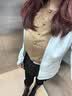 UR2026春季新款女装休闲琥珀流光风纽扣针织开衫UWB950006 粉卡其 XS 实拍图