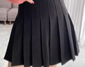 萝美酱百褶裙女秋冬短裙jk制服毛呢裙子学院风高腰时尚a字半身裙小个子 黑色加长款（抗皱西装面料） XL 【建议115-125斤】 实拍图