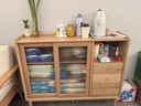 源氏木语 实木餐边柜窄型收纳厨房储物柜薄茶水柜边柜 【1】橡木原木色1.2米实木面移门边柜 双门 实拍图