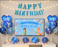 宫薰生日装饰场景男孩气球男童投屏电视派对周岁快乐背景墙布置宝蓝色 实拍图