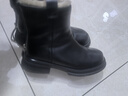 达芙妮短靴女牛皮复古厚底瘦瘦靴粗跟马丁靴女鞋子 4023605004 绒黑 38  实拍图