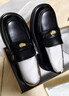 百思图商场同款牛皮学院风乐福鞋粗跟女单鞋A3512CA4 黑色 38 实拍图