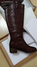 百思图24冬商场同款复古骑士靴粗跟女长靴M5321DG4咖色38 实拍图