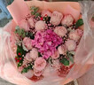 冉子花坊母亲节鲜花速递粉玫瑰百合向日葵混搭花束生日礼物同城配送 韩式粉玫瑰绣球花束 实拍图