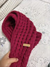 百搭韩版针织毛线红色围巾女2024圣诞冬季高级感新年礼物情侣围脖 针织围巾-酒红色-1个装-保暖 1 实拍图
