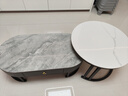 森生林岩板茶几客厅小户型简约轻奢椭圆形可伸缩茶桌 C14-1黑架灰箱 阿玛尼灰+雪山白 100cm椭圆茶几+70cm小圆边几 实拍图