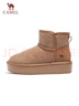 骆驼（CAMEL）雪地靴女简约厚底棉鞋百搭加绒加厚保暖靴 L24W275721 驼色 39  实拍图