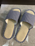 回力拖鞋男女款亚麻凉拖情侣居家休闲轻盈透气吸汗厚底耐磨地板拖 经典网格款HL1036兰色44码一45码 实拍图