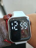 其他品牌高颜值LED手表时尚方形学生科技感超强夜光数字个性运动 白色 实拍图