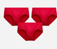 松山棉店天丝莫代尔抗菌不夹臀亲肤女内裤大红+大红+大红160/M 实拍图