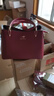 袋鼠卡拉圣诞送品牌包包女包轻奢牛皮包2025新款手提包送妈妈婆婆斜挎婚包 酒红色（礼盒装+手包卡包吊坠） 实拍图