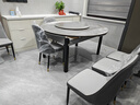 丰舍 餐桌 可变圆桌伸缩折叠实木岩板餐桌椅组合现代轻奢餐桌餐厅饭桌 黑灰色-阿玛尼灰岩板-101皮椅 【1.50米】 一桌6椅 实拍图