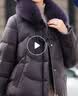 鸭鸭（YAYA）中年妈妈装羽绒服女短款狐狸毛领冬装中老年人女装加厚防寒外套 紫灰色 2XL 实拍图