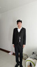 卡度顿西服套装男三件套职业商务小西装正装外套男修身新郎伴结婚礼服 黑色双扣【西服+西裤+马甲+衬衫 3XL 【141-155斤】+8件礼品 实拍图