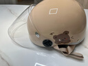 凤凰（Phoenix）新国标3C认证电动车摩托车头盔冬季保暖复古护耳款TK708卡其色 帽檐瓢盔双镜片半盔四季通用 实拍图