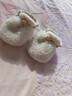 兔兔大文新生婴儿棉鞋子0-1岁秋冬季软底毛毛鞋6-12个月宝宝保暖脚套步前 双面可穿（米白色） 1双 均码 建议0-12个月（内长12CM） 实拍图