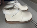 牧童宝宝靴子冬季加绒保暖皮靴洋气软底马丁靴小女孩短靴 象牙米27 实拍图