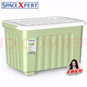 SPACEXPERT 衣物收纳箱特大号塑料整理箱车载储物箱60L绿色 1个装 带轮 实拍图