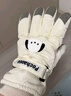 目丸滑雪手套男女士冬季可爱卡通保暖触屏户外骑行防风寒防水加绒加厚 白色 实拍图
