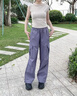 骆驼（CAMEL）直筒梭织工装长裤女防泼水百搭伞兵裤 C24CA6L6619 拂袖紫 L 实拍图