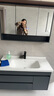 皇生金智能浴室柜陶瓷一体盆洗脸盆柜卫生间卫浴洗漱台简约洗手盆柜组合 轻奢灰+智能镜柜半+陶瓷盆 100cm 实拍图