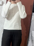 优衣库女装罗纹亨利领T恤/长袖修身短款内搭打底479591 487908 487908/01乳白色 L 实拍图