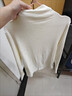 森马（Semir）长袖t恤女短款半高领薄绒轻暖打底衫2024冬新款纯色修身抓绒内搭 奶白10534 XL 实拍图